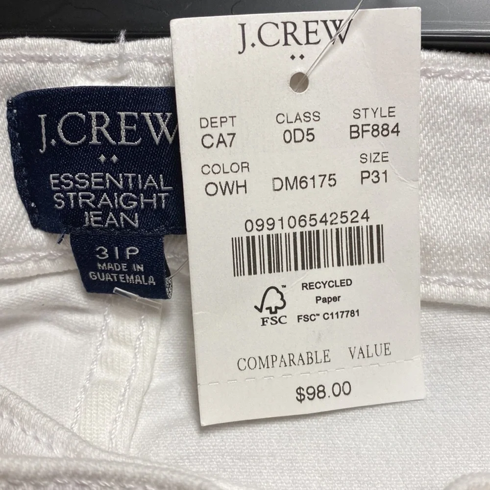 NWT J CREW Essential Straight Jean Sz 31P